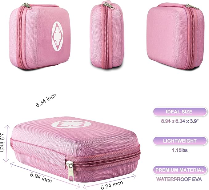 Small-Waterproof Car First-Aid Kit Emergency-Kit - Pink 277Piece Camping Equipment for Camping Hiking Home Travel YIDERBO