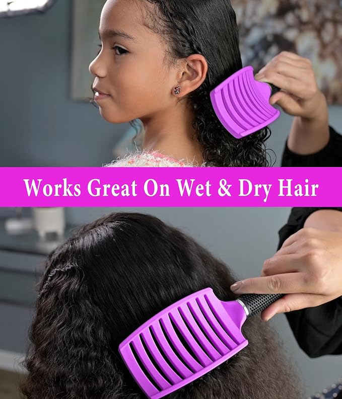 Detangling Brush for Women & Kids, Wet & Dry Hair, All Hair Types | Less pulling & breakage, Boar bristles tame frizz & add shine, Vents for faster blow-drying, Lightweight 4 oz, Non-slip grip