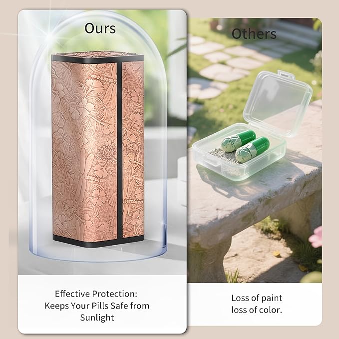 Pill Organizer 7 Day AM PM, Discreet 2 Times a Day Weekly Pill Box with Double Protection Shell, Large Capacity Portable Vitamin Case for Travel Meds & Medicine Organizer (Organge-Pink)