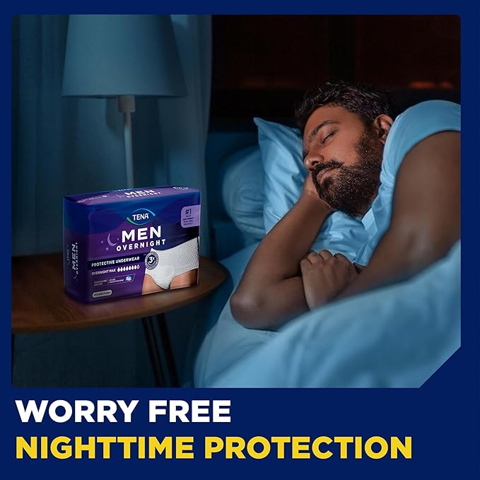 Tena Men Protective Incontinence Underwear for Men, Overnight Max Absorbency, XXL, 48 Count (Waist Size 55in-66in)