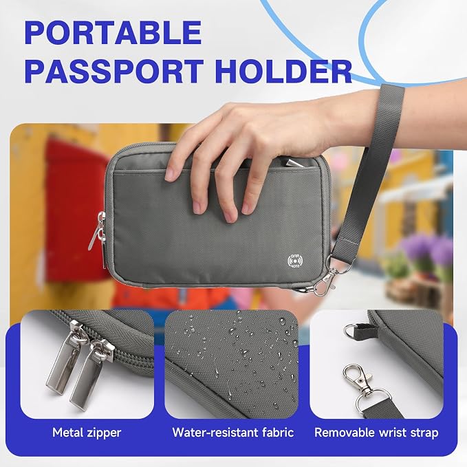 WALNEW Passport Holder for Travel Family, RFID Blocking Passport Wallet | Travel Document Organizer Holds up to 5-6 Passports, Water Resistant Travel Wallet Passport Pouch, Travel Essentials