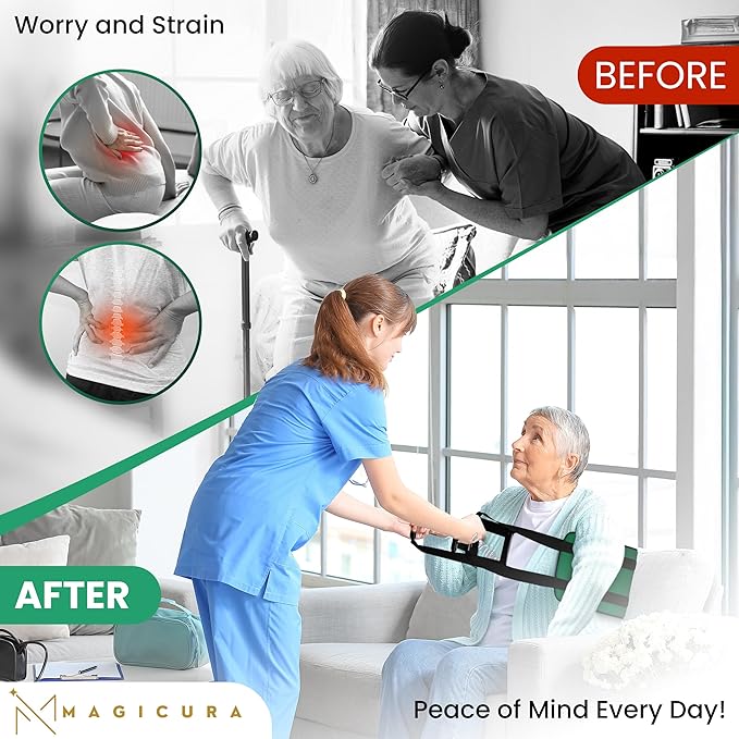Transfer Sling 300lbs Lift Transfer Chair Elderly Gait Belts for Seniors Disabled Patient Transfer Lifting Strap Home Care Device Lift Sling Mobility Aid Belt Non Slip Bedridden Injured