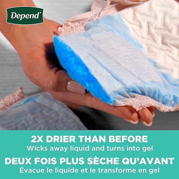 Depend FIT-Flex Incontinence Underwear for Women, Disposable, Maximum Absorbency, Medium, Blush, 18 Count (Pack of 2)