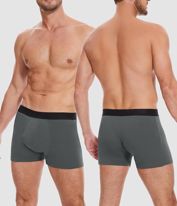 YESWEL Men's Incontinence Underwear, Leak Proof Washable Reusable Cotton Boxer Brief, Heavy Flow Bladder Leak 3 Pack (Multicolor02, Large)