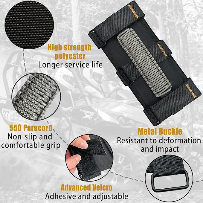 4 Pack Paraocrd Roll Bar Grab Handles for Jeep Wrangler Accessories | CJ YJ TJ JK JL LJ JLU JKU Sahara Freedom Rubicon, Gladiator JT (1955-2023 Modle), Upgrade Strong Metal Buckle, Non-Deformable