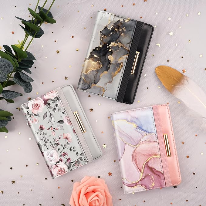 Coco Rossi Passport Holder for Travel Women Slim RFID Passport Cover Wallet | Travel Essentials, Passport Book Holders, Passport Wallet Cover Case, PU Leather, Cute, Thin, Spliced Design, Grey Flower