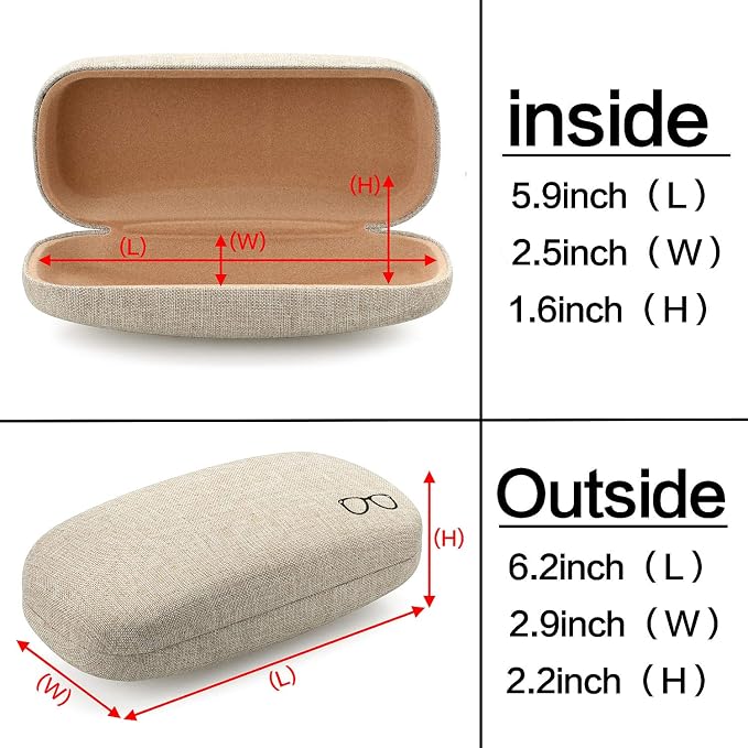 Vemiss Hard Shell Sunglasses Case, Large Linen Fabric Protective Glasses Case for Men Women