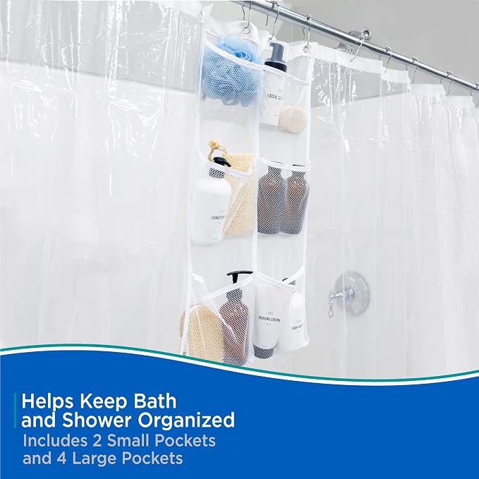 Kenney 6-Pocket Hanging Mesh Shower Organization Caddy, White
