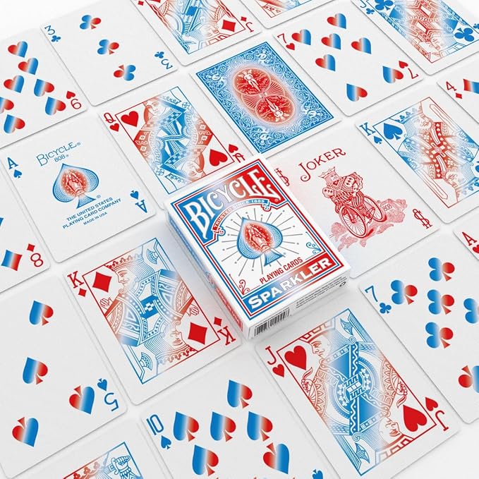 Bicycle Sparkler Playing Cards American Flag Fireworks Patriotic Deck | Red white and blue firework design, Patriotic USA 250th anniversary tribute, Air Cushion Finish, Made in USA
