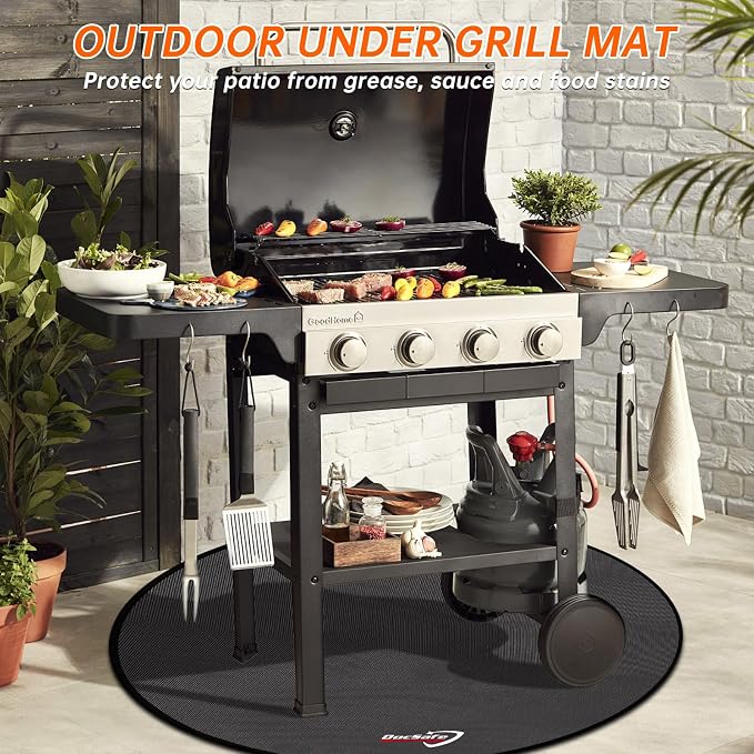 DocSafe 36" Fire Pit Mat for Solo Stove Bonfire,4 Layers Double-Sided Fireproof Under Grill Mat Protector for Deck,Patio,Round BBQ Mat Indoor Fireplace Pad for Solo Stove Accessories,Easy to Clean