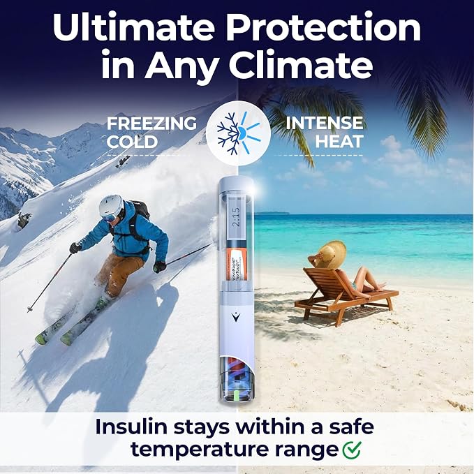 Smart Insulin Pen Cooler Travel Case with Injection Tracking App | GLP1 Medication safe. Injection Tracking & App Reminder Alerts. No Refrigeration or Charging Needed. Support Insulin Users