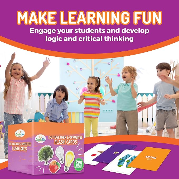 200 Go Together & Opposites Flash Cards for Speech Therapy, ESL | Real Photo Cards with Educational Language Matching Games - Speech Therapy,ELL,Autism,Dementia,Seniors & School Learning Kids