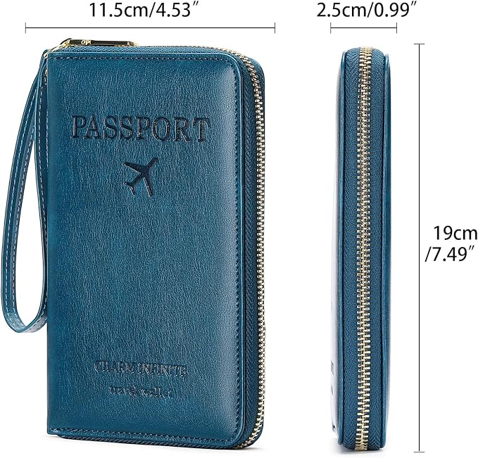 Leather RFID Blocking Passport Holder Travel Wallet, Passport Cover/Travel Wallet for Women/Men with