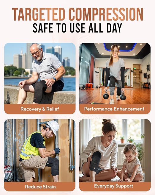 TheraCopper Copper Knee Brace for Men & Women (2 Pack) — Non-Slip Compression Copper Knee Sleeve for Arthritis, Knees Pain Relief, Swelling, Anti inflammatory and Recovery Support (Medium)