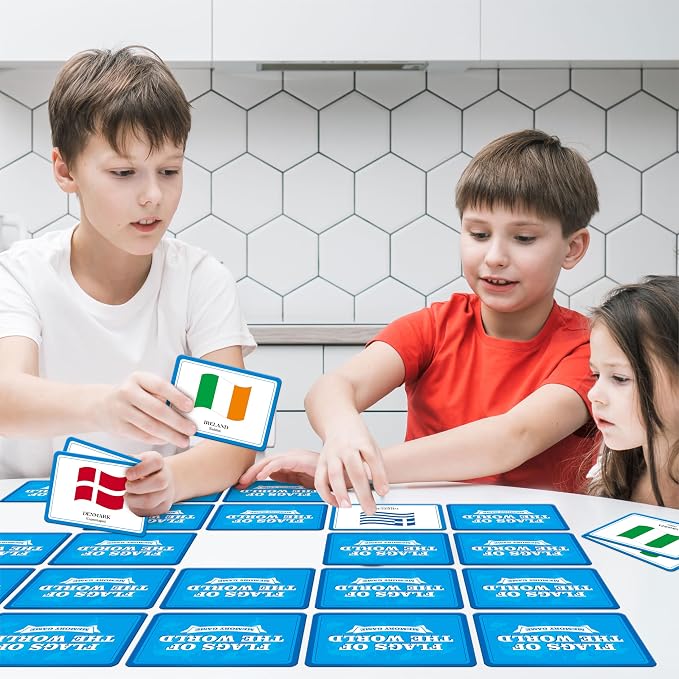 80 PCS Flags of The World Matching Game, A Fun & Fast Countries of The World Picture Memory Match Game, Educational Learning Toys Enhance Memory & Matching Skills for Kids Ages 3 and Up