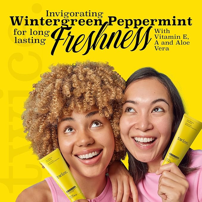 Twice Twice Oral Wellness Toothpaste with Fluoride – Natural Anticavity Toothpaste for Sensitivity Relief, Whitening & Fresh Breath, Wintergreen Peppermint, 3.4oz