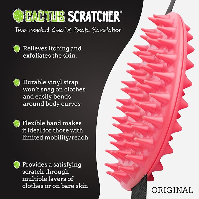 Original Back Scratcher - 2-Sided Back Scratching Tool for Hard-to-Reach Area, Durable 45" Strap with Ball Handles for Towel Like Operation, Universal Gifts for Men and Women, Pink
