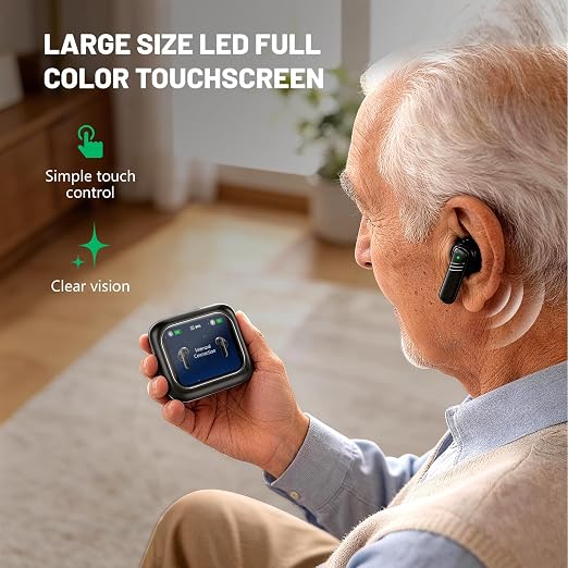 Bluetooth Hearing Aids for Seniors,Rechargeable Touch Control LED Screen | AI Smart Noise Reduction Hearing Assistance Device With Directional Sound Pickup,3 Modes,16 Volume, 80H Battery Life