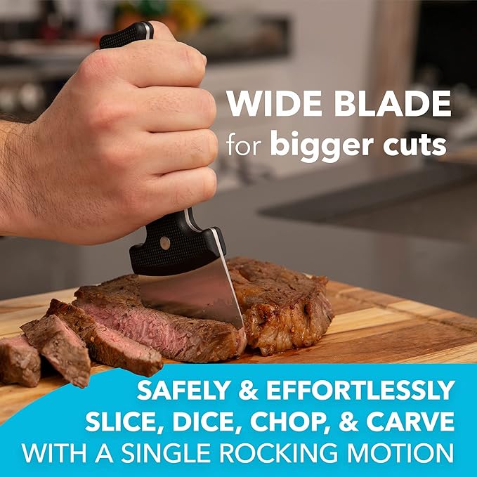 IMPRESA One-Handed Adaptive Kitchen Knife - Extra Wide Blade, Stainless Steel, Black, 2 Pack - Ergonomic Safety Ledge & Textured Grip - Adaptive Equipment for Disabled & Elderly Kitchen Utensils