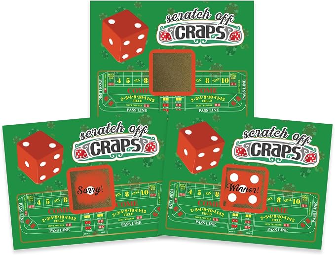 My Scratch Offs Casino Night Scratch Off Games 26 Pack, Craps | Scratch Off Game Cards are ideal for casino party favors, supplies, fundraising, events, businesses, holidays and gatherings