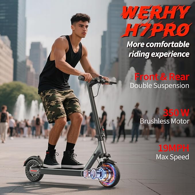 Electric Scooter, 10"/8.5" Solid Tire, 500W/350W Powerful Motor & 19/22 MPH Top Speed, 28/25/22/16 Miles Long Range, Folding E Scooter with Dual Braking for Teens and Adults