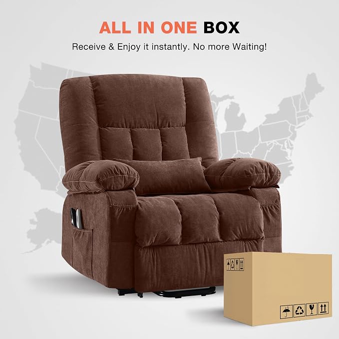 MAHOMICO Power Lift Recliner Chair for Elderly with Vibration Massage and Lumbar Heating,Electric Lift Recliner Single Sofa with Side Pocket,USB Charge Port for Living Room