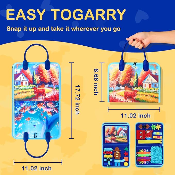Fidget Blanket for Adults with Dementia, Dementia Activities for Seniors, Alzheimer's Products Multi-Use Busy Sensory Board, Gifts for Him Her Dementia Products for Elderly and Children with Autism