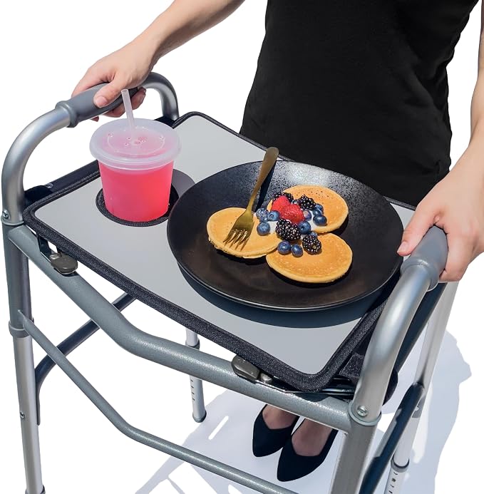 RMS Walker Tray with Cup Holder and Straps | Fits Most Standard Folding Walker, Mobility Walker Accessories and Medical Table for Seniors or Individuals with Disability