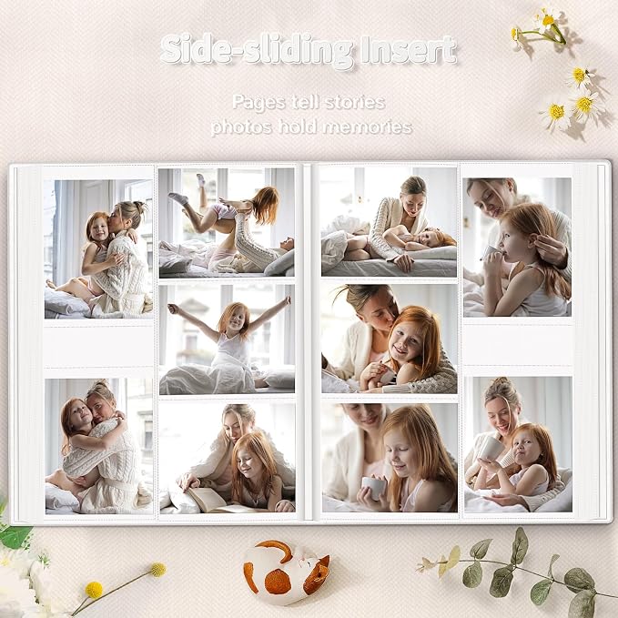 Artfeel Photo Album 4x6 with 1000 Pockets,Slip-in Picture Albums,Linen Cover Memory Book with Front Window,White Page Vertical Photo Book for Wedding,Family,Anniversare,Baby,Vacation