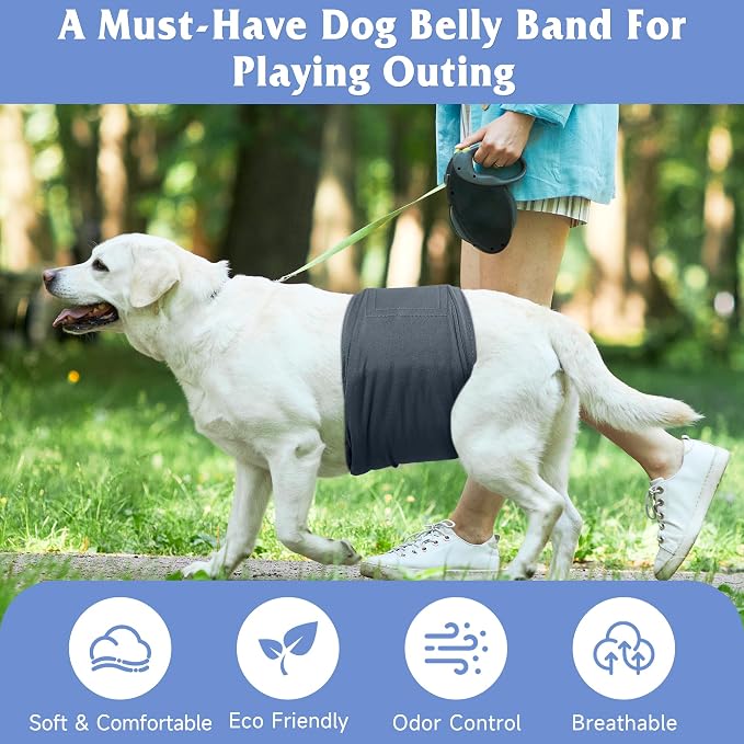 5 Pack Dog Diapers Male Reusable, Premium Belly Bands for Dogs, High Absorbing Male Dog Pee Wraps for Doggie in Incontinence or Excitable Urination and Training Black S
