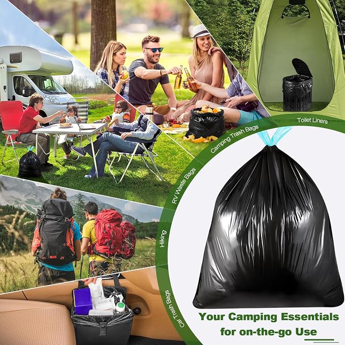 50 Pack Camping Toilet Bags, 8 Gallon Portable Toilet Bags | Toilet Waste Bags, Leak-Proof Potty Liners Trash Bags for Outdoor Camping Toilet Bucket,Traveling, RV Trip