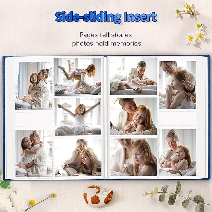 Artfeel Photo Album 4x6 with 1000 Pockets,Slip-in Picture Albums,Linen Cover Memory Book with Front Window,White Page Vertical Photo Book for Wedding,Family,Anniversare,Baby,Vacation