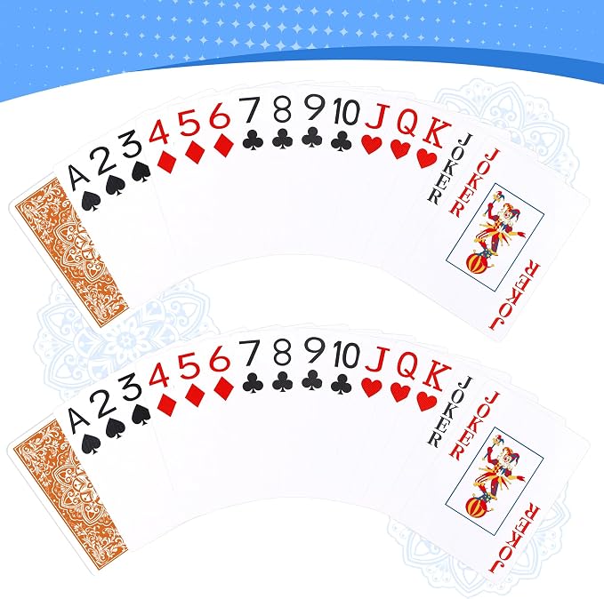 Playing Cards, Deck of Cards, Poker Cards, Jumbo Poker Size Large Print Playing Cards for Adults Seniors, Card Games for Family Game Night Table Games Magic Casino Theme Party (Orange)
