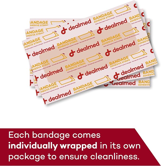 Dealmed Fabric Flexible Adhesive Bandages – 100 Count (24 Pack) Bandages with Non-Stick Pad, Latex Free, Wound Care for First Aid Kit, 2" x 4"