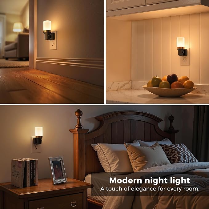 L LOHAS LED Night Light, 2 Pack Night Lights Plug into Wall | Dimmable Nightlight with Auto Light Sensor, 3000K Warm White 0-100LM, Plug in Night Light for Hallway Bedroom Bathroom