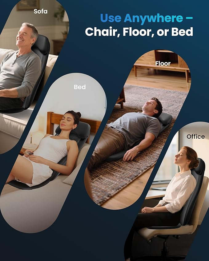 COMFIER Shiatsu Massage Cushion with Heat,2D/3D Shiatu Back Massager with App Control,Deep Tissue Kneading Massage Chair Pad with Vibration,Back Massager for Chair,Gifts for Dad,Mom