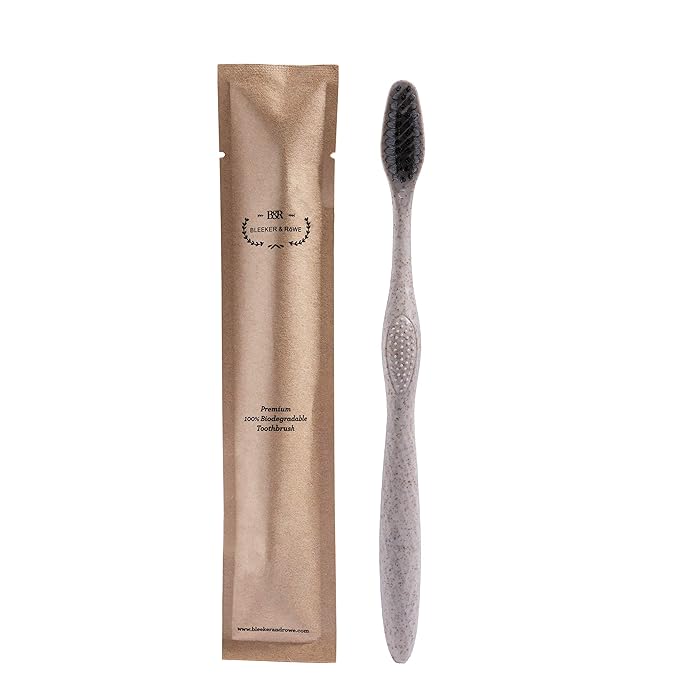 Bleeker and Rowe Biodegradable Eco-Friendly Toothbrushes - Individually Sealed - BPA Free Soft Bristles - Sustainable - Recycled Packaging (Pack of 3)