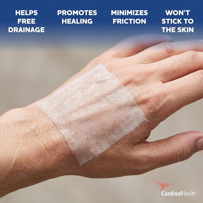 Curity™ Gauze Sponges – 3" x 3", 12‑Ply, Box of 50 - Sterile Oil‑Emulsion Gauze, Gentle Non‑Stick Wound Dressing for Sensitive Skin & Post‑Op Care - 6112