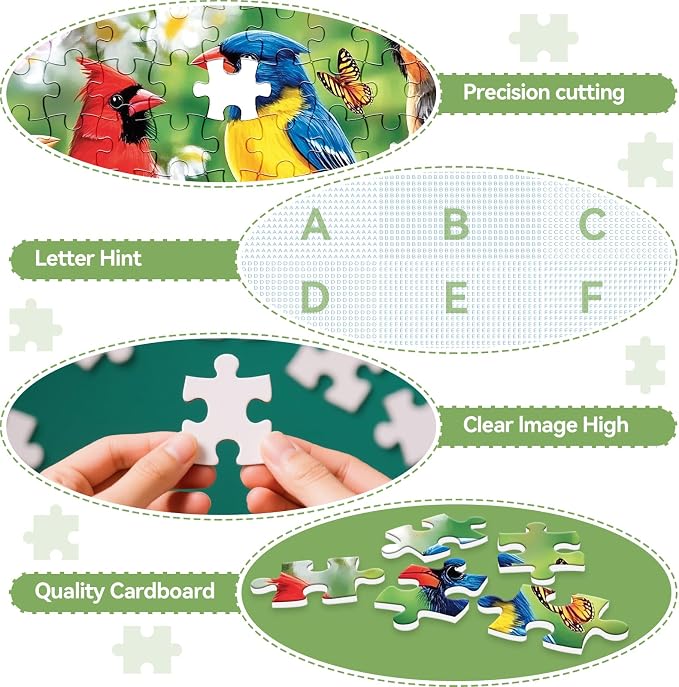 300 Piece Puzzles for Adults – Colorful Birds & Blooming Flowers Jigsaw, Relaxing 300 Piece Puzzles for Adults Large Piece, for Puzzle Fans, Kids & Seniors (20.5" x 15")