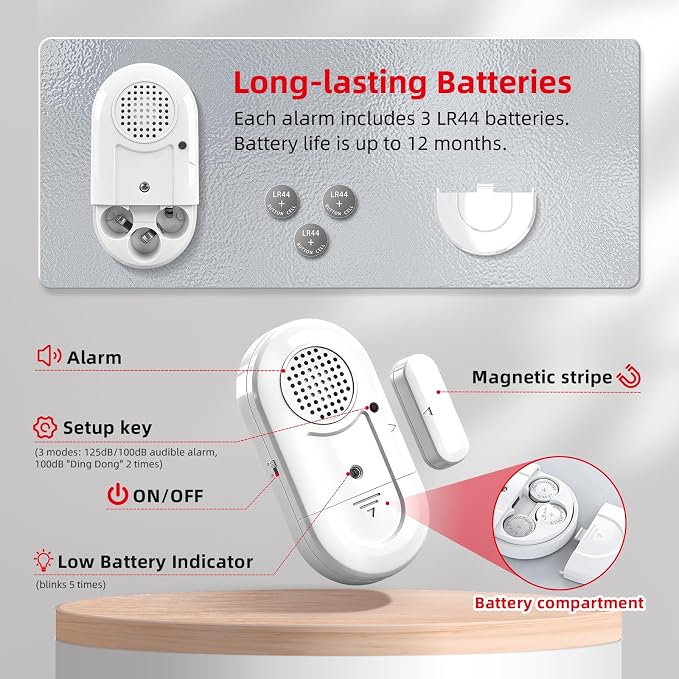 Sanjie Door Alarms When Opened,Door Window Alarm Sensors for Kids Safety/Home Security/Pool/Garage/Dementia/Toddler/Travel Security,Easy to Install,Volume Control/Loud Alert,Long Battery Life,8 Pack