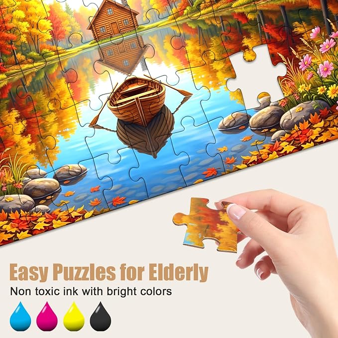50-Piece Large Piece Puzzles for Seniors, 6 Pack Gift Box Set | Dementia & Alzheimer’s Puzzle Activity for Elderly Adults, Memory Care Game,Family Play, Caregiver Friendly (Vegetable)