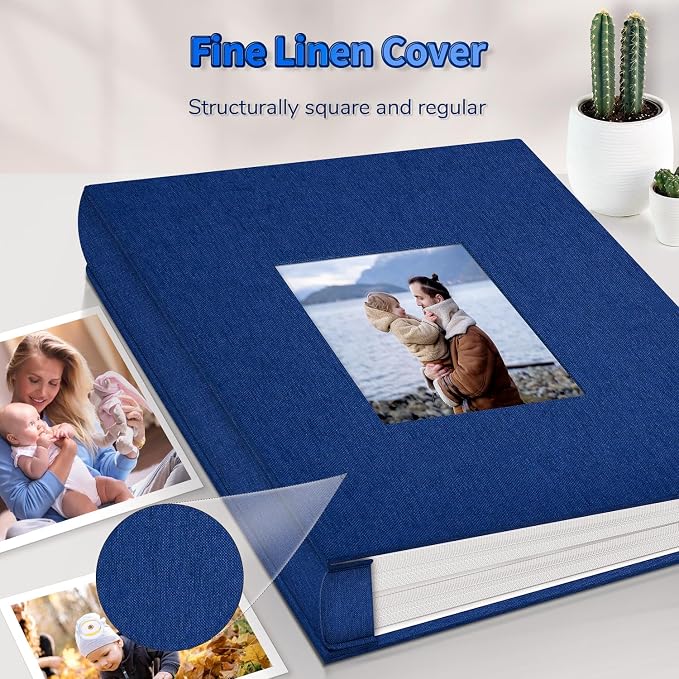 Artfeel Photo Album 4x6 with 600 Pockets,Slip-in Picture Albums,Linen Cover Memory Book with Front Window,White Page Vertical Photo Book for Wedding,Family,Anniversare,Baby,Vacation