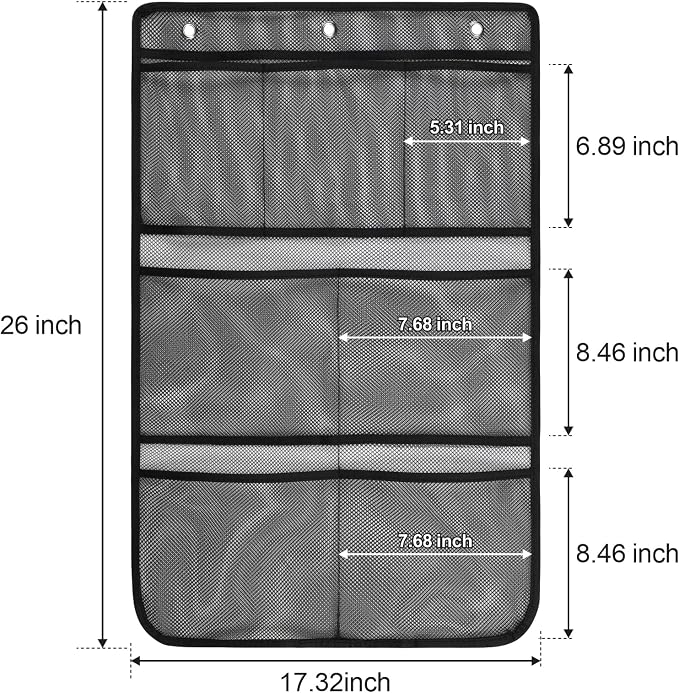 F-color 7-Pocket Mesh Shower Caddy - Hanging Shower Organizer for Cruise | Quick-Dry & See-Through Mesh for Toiletries, Fits Shower Rod Rings or Sticky Hooks for Bathroom & RV, Cruise Essentials 2026