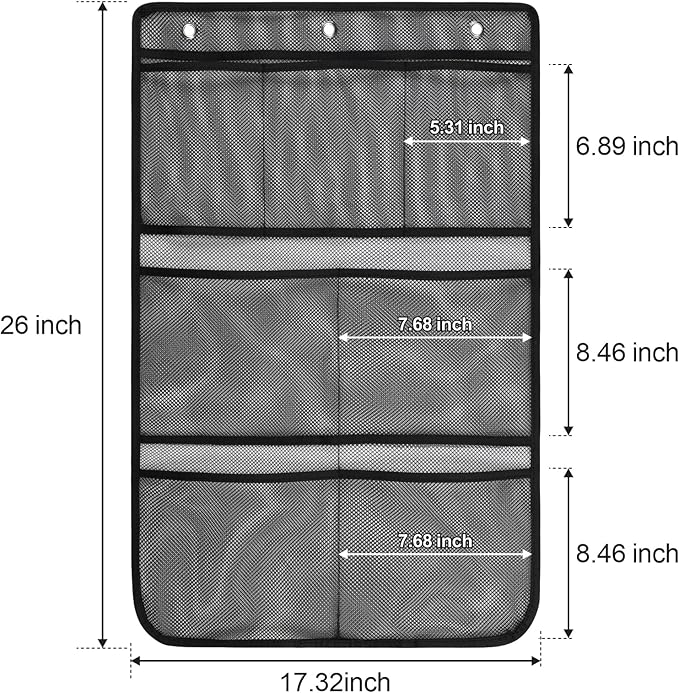 F-color 7-Pocket Mesh Shower Caddy - Hanging Shower Organizer for Cruise | Quick-Dry & See-Through Mesh for Toiletries, Fits Shower Rod Rings or Sticky Hooks for Bathroom & RV, Cruise Essentials 2026