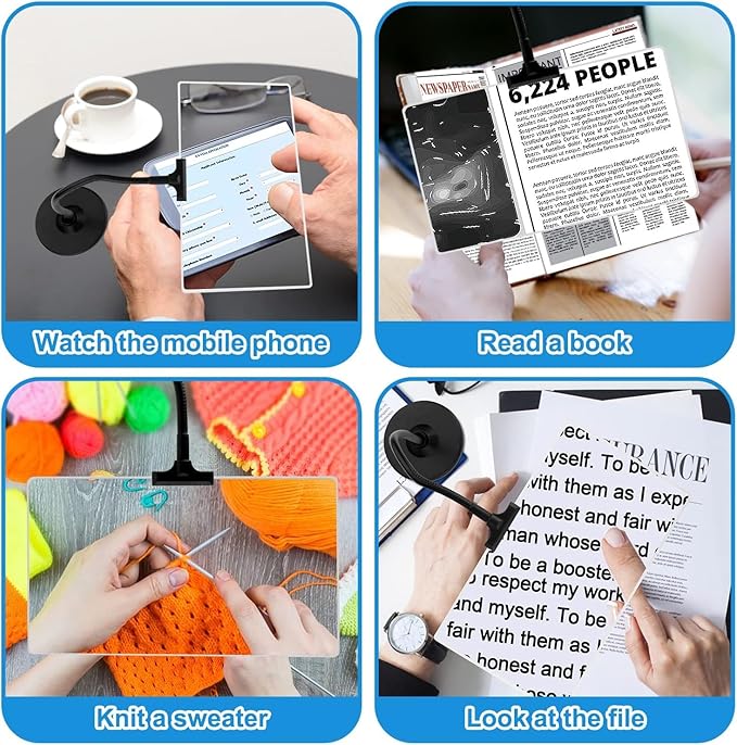 Magnifying Glass with Stand, 10" x 6" Large Page Magnifier, Flexible Gooseneck for Reading Small Print, Low Vision Aid for Seniors