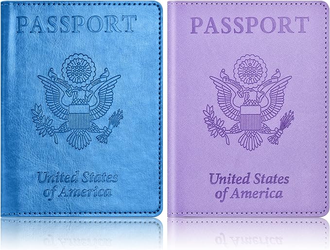 Eoehro Passport Holder for Travel Essentials-2Pack, Passport Wallet Cover Case for Travel Must Haves Accessories,Passport Book Holders for Women and Men