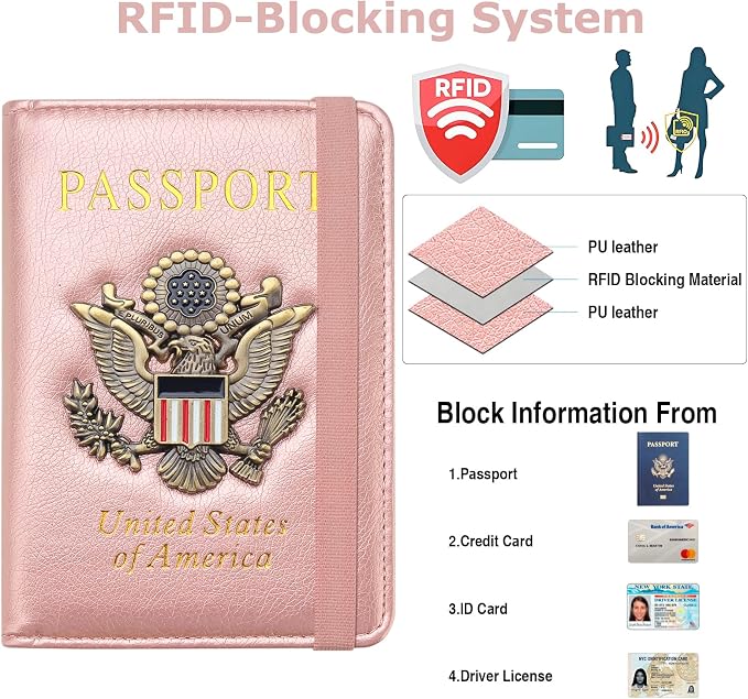 Premium Passport Holder for Travel RFID Blocking Passport Cover Slim | Passport Cover for Women Men Leather US Passport Wallet Case for Travel Passport Book Cover Travel Document Organizer Carrier