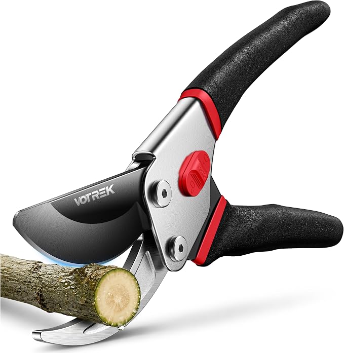 VOTREK® Bypass Pruning Shears, 8.5" Jam-Proof Spring Clippers for branches | Sharp & Anti-Rust SK5 Blade, Ergonomic Non-Slip Grip for Weak Hands, Garden Pruner for Rose, Bonsai, Heavy Duty Tree