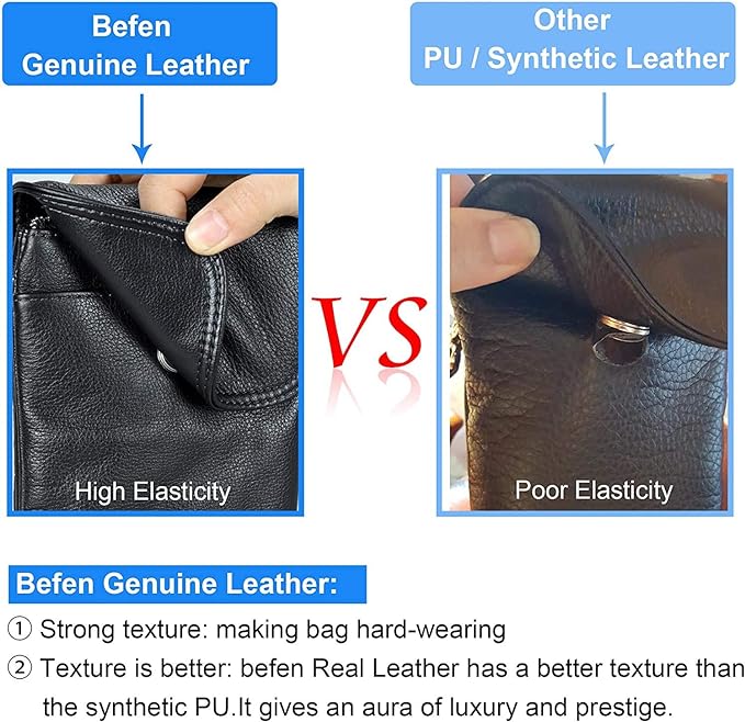 befen Genuine Leather Small Crossbody Bags for Women Cell Phone Travel Bag | Soft Real Leather, Adjustable Shoulder Strap, Card Slots, Compact Size, Daily Travel Shopping Outing Use, Phone Purse