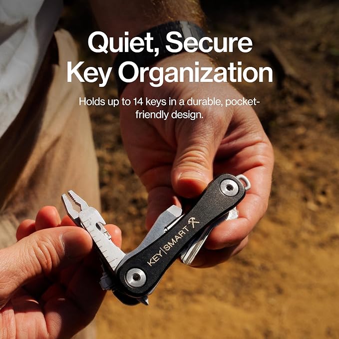 KeySmart Rugged Keychain Multitool Key Holder, Up to 14 Keys | Key Organizer for EDC. Expandable, Durable Build, Reduces Key Chain Bulk & Jingle, Pocket Clip & Bottle Opener Included